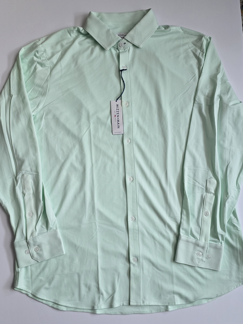Mizzen+Main Men's Mint Green Stretch Dress Shirt